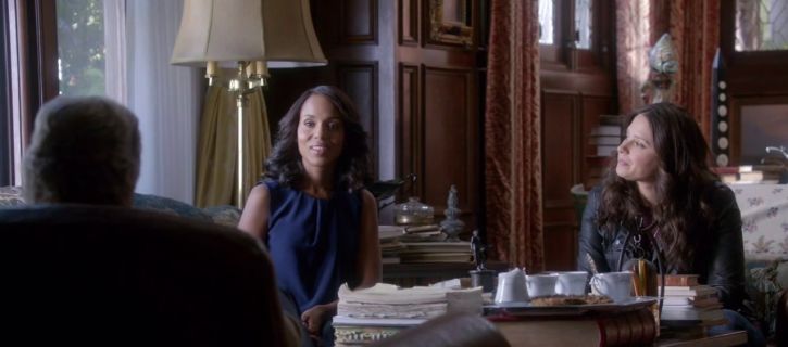 Olivia Pope's Sleeveless Pleated Blouse in Navy on Scandal