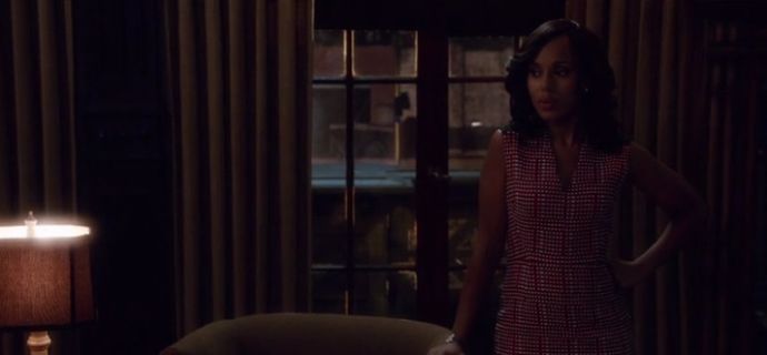 Olivia Pope's V Neck Print Fitted Dress on Scandal