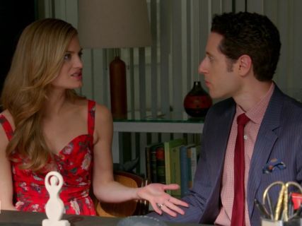Paige Collins' Red Floral Dress on Royal Pains