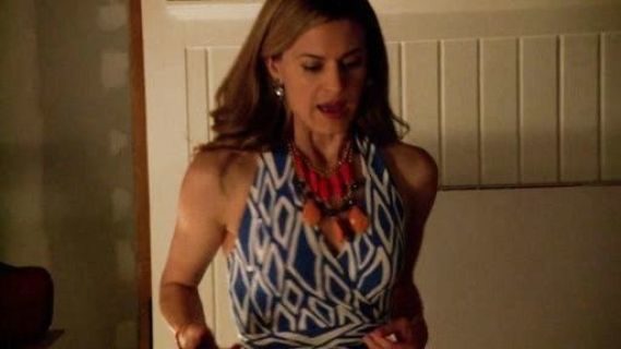 Paige Collins's Amelia Halter Wrap Dress in Ikat Print on Royal Pains