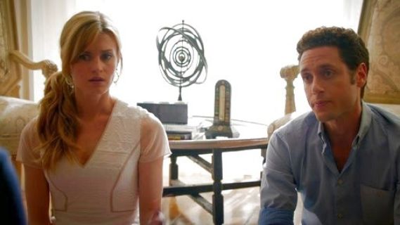 Paige Collins's Diamond Jacquard Peplum Top on Royal Pains