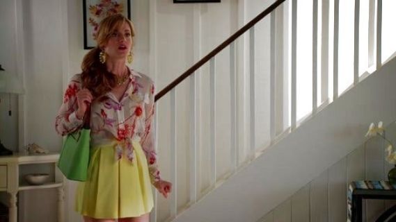Paige Collins's Fluro Yellow Pleated Skirt on Royal Pains