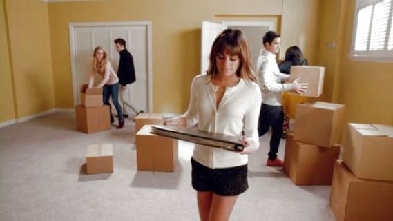 Rachel Berry's 'Em' speckled shorts on Glee