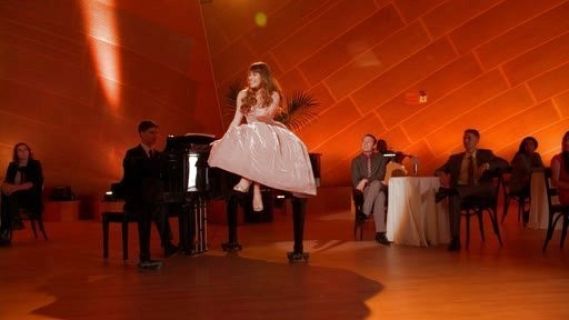 Rachel Berry's ModMuse2014 Strapless Velvet Dress on Glee