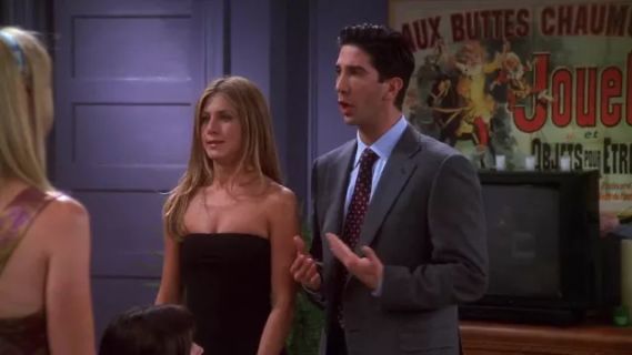 Rachel Green's Off-the-Shoulder Black Dress - Friends