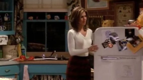 Rachel Green's White V-Neck Ribbed Knit Top - Friends