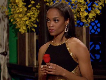 Rachel Lindsay's Black and Gold Beaded Dress on The Bachelorette