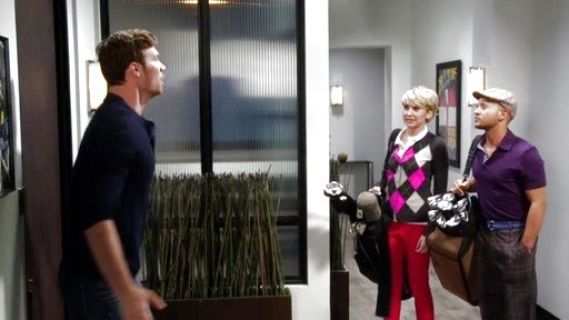 Riley Perrin's Argyle Cashmere Cardigan on Baby Daddy
