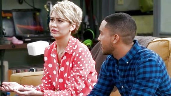 Riley Perrin's Mixed Polka Dot Convertible Sleeve Portofino Shirt in Orange on Baby Daddy