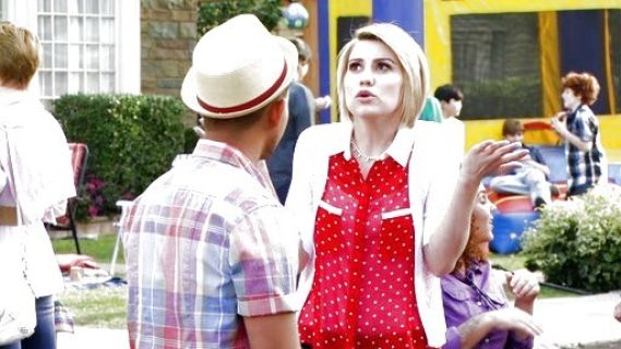 Riley Perrin's Polka Dot Racerback Shirt on Baby Daddy