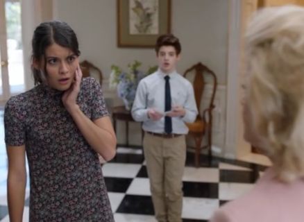 Sabrina Pemberton's Printed Mock Neck Dress on The Mick