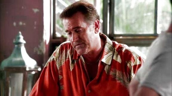 Sam Axe's 'Taking Care of Hibiscus' Campshirt on Burn Notice