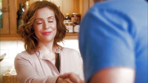 Savi Davis's Contrast-Placket Silk Blouse on Mistresses