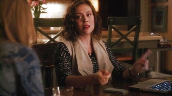 Savi Davis's Leather/Knit Asymmetric Vest on Mistresses