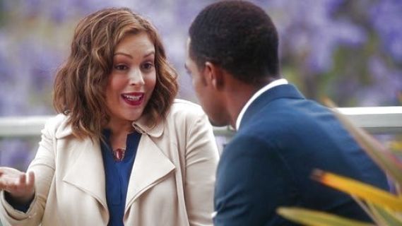 Savi Davis's Split Neck Print Blouse on Mistresses