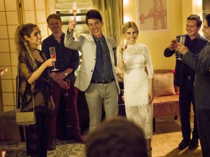 Shoshanna Shapiro's White Lace Midi Dress on Girls