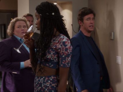 Tamra Webb's Queeney Triangle Knit Jacquard Skirt on The Mindy Project