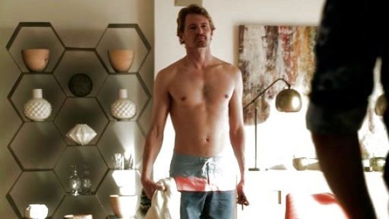 Tony Hughes's Block Stripe Swim Trunks on Revenge