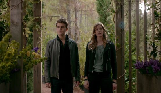 Valerie Tulle's Lace-up Cropped Moto Jacket on The Vampire Diaries