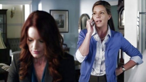 Veronica Hastings's Simone Cardigan in Deep Sea on Pretty Little Liars