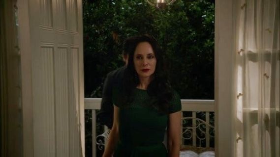 Victoria Grayson's Crocheted and Stretch-Knit Peplum Dress on Revenge