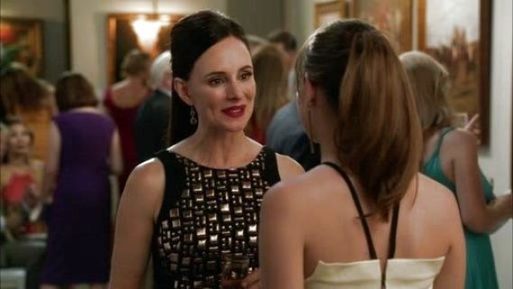 Victoria Grayson's Gem-Front Sleeveless Dress on Revenge