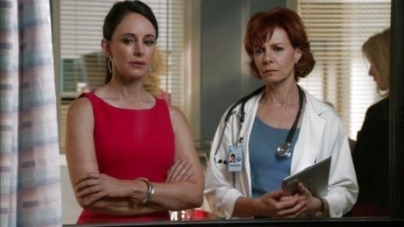 Victoria Grayson's Wool-Crepe Sheath Dress in Azalea on Revenge