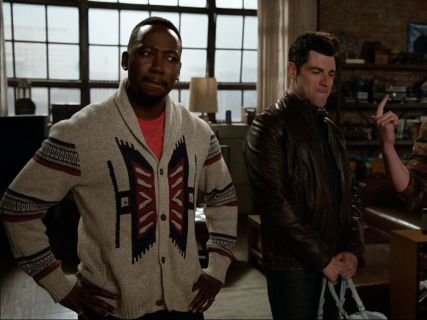 Winston Bishop's Kikou Engineered Shawl Cardigan on New Girl