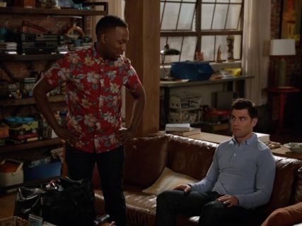 Winston Bishop's The Aloha Aina SS Buttondown Shirt in Red on New Girl