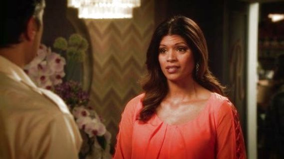 Xiomara Villanueva's 3/4-Sleeve Lattice Belted Dress on Jane the Virgin