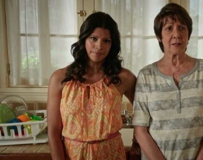 Xiomara Villanueva's Printed Romper in Orange on Jane the Virgin
