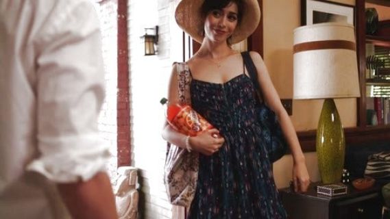 Zelda Vasco's Print Pleat Bodice Fit & Flare Dress on A to Z