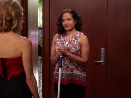 Zoila Diaz's Printed Split Neck Top on Devious Maids