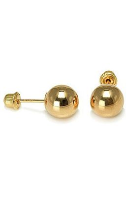 14K Yellow Gold Ball Stud Earrings