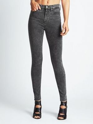 1981 High-Rise Skinny Jeans in Black Acid Wash (Distressed)