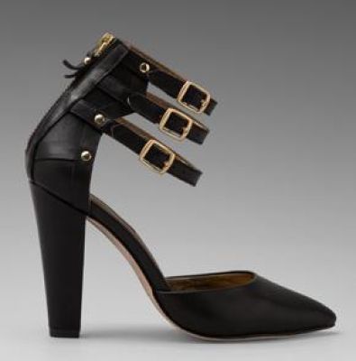 3 strap leather pump