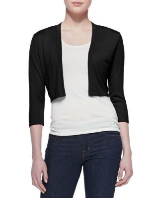 3/4-Sleeve Silk-Cashmere Shrug