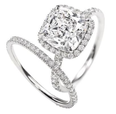 Cushion-Cut Micropavé Diamond Engagement Ring
