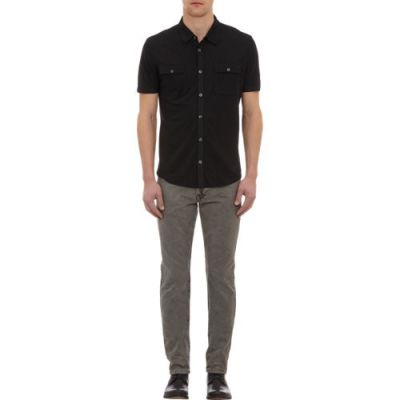 Fine-Knit Piqué Button-Front Shirt