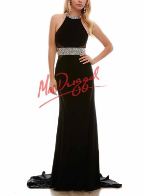 65024A Crystal Beaded Illusion Dress