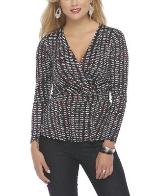 Abstract Print Surplice Wrap Top