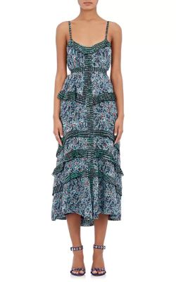 Abstract-Print Silk Georgette Maxi Dress