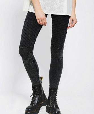 Acid-Wash Moto Legging