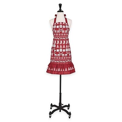 Adult Holiday Icons Apron in Red/White