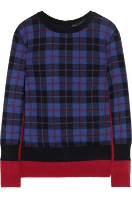Aimee Trompe L'Oeil Plaid Merino Wool Sweater