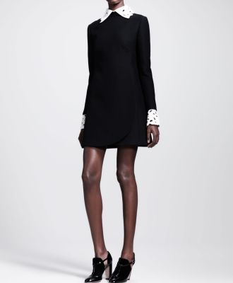 A-Line Detachable-Collar Shift Dress
