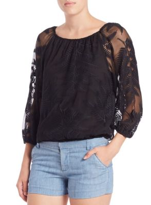 Alta Embroidered Silk Peasant Top