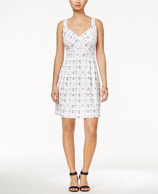 Anchor-Print Fit & Flare Dress