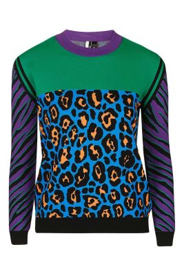 Animal Print Colour Block Jumper