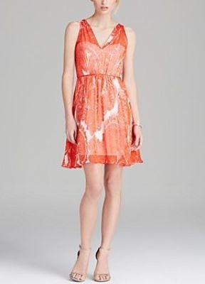 Anna Watercolor Paisley Print Silk Dress